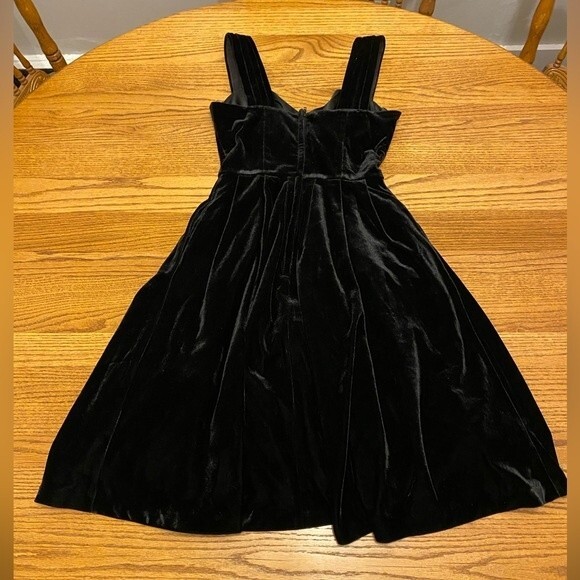 ModCloth Black Velvet Vintage Style Layered Top Party Dress - Picture 6 of 16